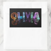 De naam Olivia in 3D Lichten (Foto) Rechthoekige Sticker (Tas)
