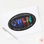 De naam Owen - Naam in Lichten (Foto) Ovale Sticker (Envelop)