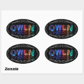 De naam Owen - Naam in Lichten (Foto) Ovale Sticker (Vel)