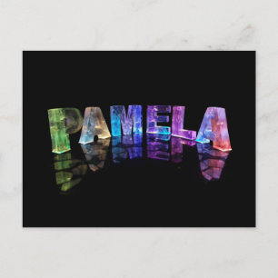 De naam Pamela in 3D-lichten (foto) Briefkaart