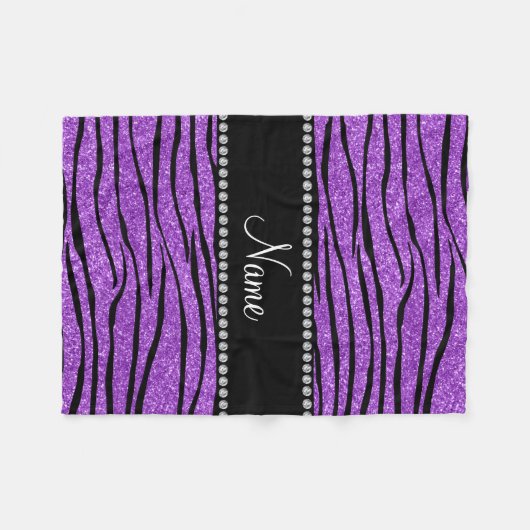 De naam pastel paarse glitter zebra strip personal fleece deken (Voorkant (Horizontaal))