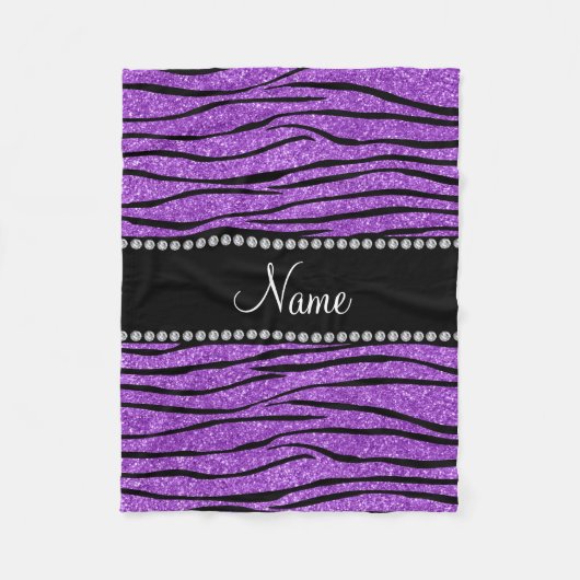 De naam pastel paarse glitter zebra strip personal fleece deken (Voorkant)