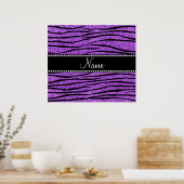 De naam pastel paarse glitter zebra strip personal poster (Keuken)