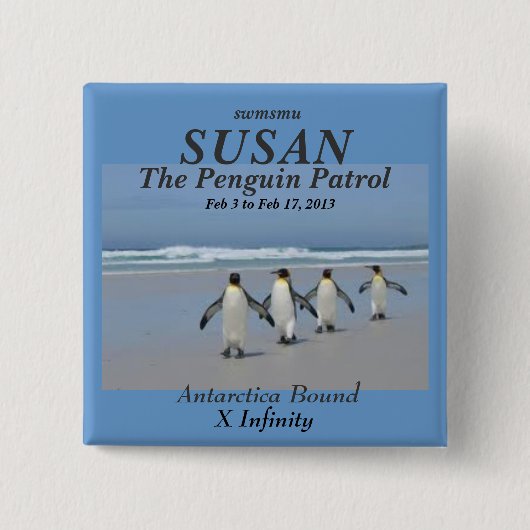 De naam Penguin Patrol Vierkante Button 5,1 Cm (Voorkant)