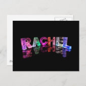 De naam Rachel in 3D Lichten (Foto) Briefkaart (Voorkant / Achterkant)