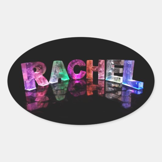 De naam Rachel in 3D Lights (Foto) Ovale Sticker (Voorkant)