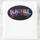 De naam Rachel in 3D Lights (Foto) Ovale Sticker (Tas)