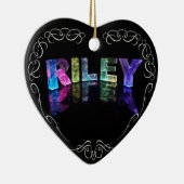 De naam Riley in 3D Lichten (Foto) Keramisch Ornament (Rechts)