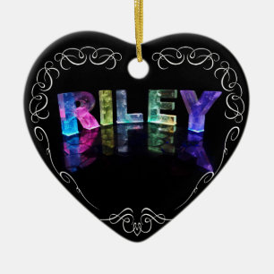 De naam Riley in 3D Lichten (Foto) Keramisch Ornament