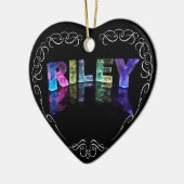 De naam Riley in 3D Lichten (Foto) Keramisch Ornament (Links)
