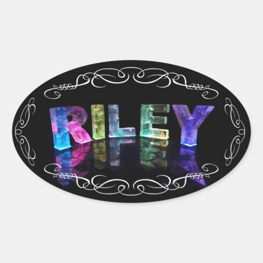 De naam Riley in 3D Lights (Foto) Ovale Sticker (Voorkant)