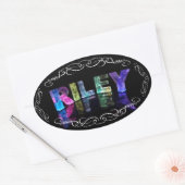 De naam Riley in 3D Lights (Foto) Ovale Sticker (Envelop)