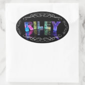 De naam Riley in 3D Lights (Foto) Ovale Sticker (Tas)