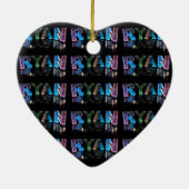 De naam Ryan in 3D-lichten (foto) Keramisch Ornament (Achterkant)
