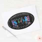 De naam Ryan in 3D Lichten (Foto) Ovale Sticker (Envelop)