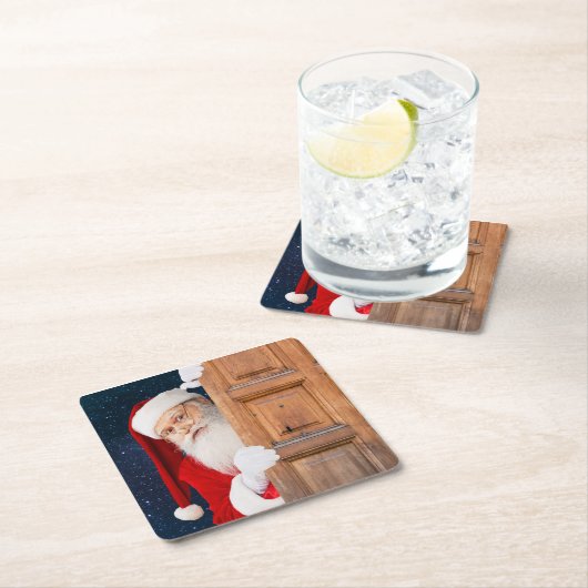 De naam Santa Merry Christmas Kartonnen Onderzetters (Insitu)