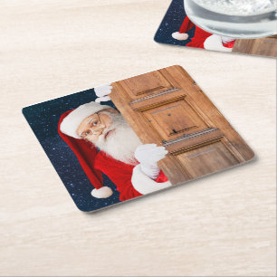 De naam Santa Merry Christmas Kartonnen Onderzetters