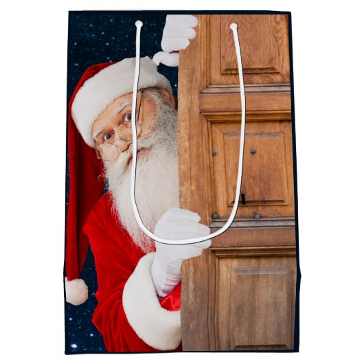 De naam Santa Merry Christmas Medium Cadeauzakje (Achterkant)