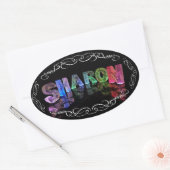 De naam Sharon - Naam in Lichten (Foto) Ovale Sticker (Envelop)