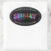 De naam Shirley - Naam in Lichten (Foto) Ovale Sticker (Tas)