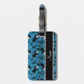 De naam sky blue glitter overtreedt muzieknoten bagagelabel (Achterkant verticaal)