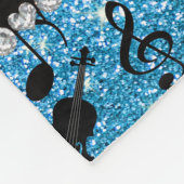 De naam sky blue glitter overtreedt muzieknoten fleece deken (Hoek)