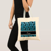 De naam sky blue glitter overtreedt muzieknoten tote bag (Voorkant (product))