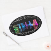 De naam Stella - Naam in Lichten (Foto) Ovale Sticker (Envelop)