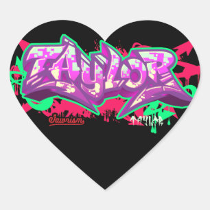 De naam Taylor in graffiti-Heart-stickers Hart Sticker