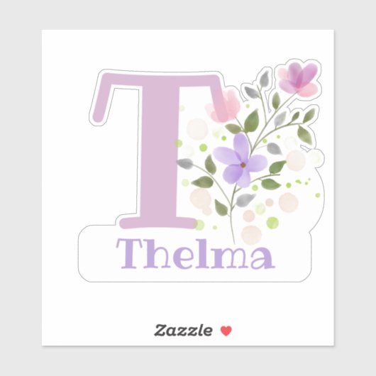 De Naam Thelma met de Sticker van de Brief T uit (Vel)