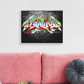 De naam Travis in graffiti Canvas Afdruk (Insitu (Woonkamer))