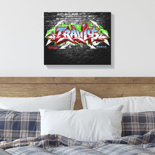 De naam Travis in graffiti Canvas Afdruk (Insitu (Slaapkamer))