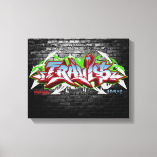 De naam Travis in graffiti Canvas Afdruk