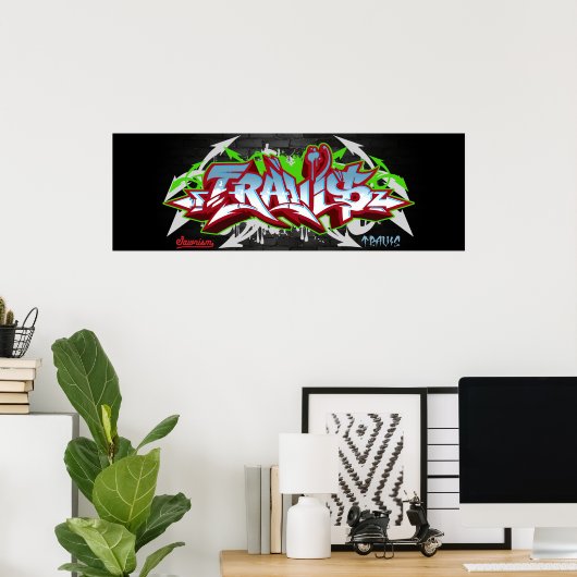 De naam Travis in graffiti Poster (Thuiskantoor)
