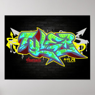 De naam Tyler in graffiti Poster