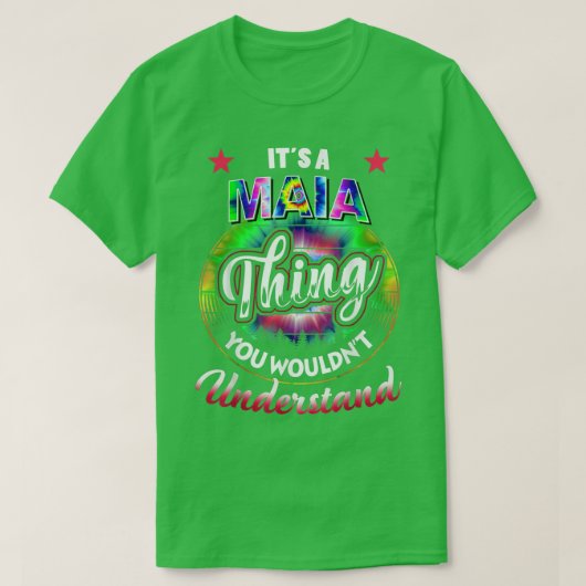 De naam van A MAIA Thing Dye MAIA T-shirt (Design voorkant)