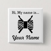 De naam van Crochet Craft Party Markering Vierkante Button 5,1 Cm (Voorkant)