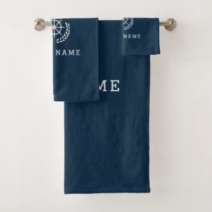 de naam van de aangepaste boot, Navy blue Bath Tow Bad Handdoek