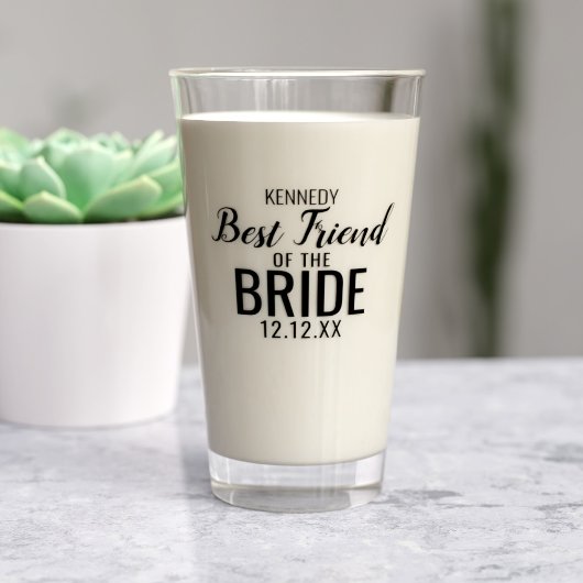 De naam van de beste vriend van de bruid: Keepsake Glas