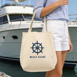 De naam van de boot verzendt wiel Helm Eco Friendl Tote Bag