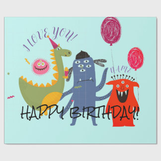 DE NAAM VAN DE DOUANE HEEFT MONSTER BIRTHDAY Wrapp Cadeaupapier