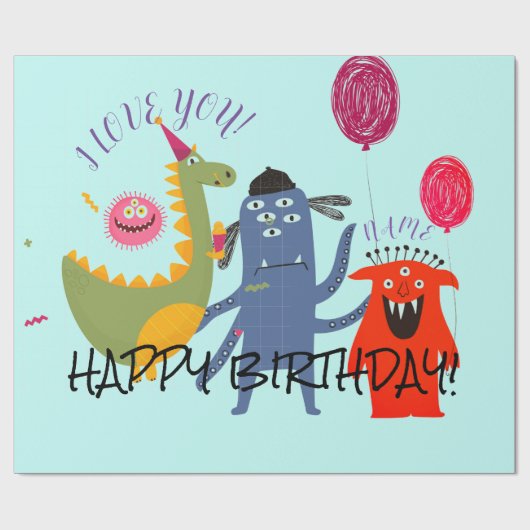 DE NAAM VAN DE DOUANE HEEFT MONSTER BIRTHDAY Wrapp Cadeaupapier (Vlak)