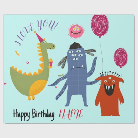 DE NAAM VAN DE DOUANE HEEFT MONSTER BIRTHDAY Wrapp Cadeaupapier (Vlak)