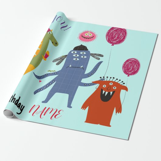 DE NAAM VAN DE DOUANE HEEFT MONSTER BIRTHDAY Wrapp Cadeaupapier (Uitgerold)
