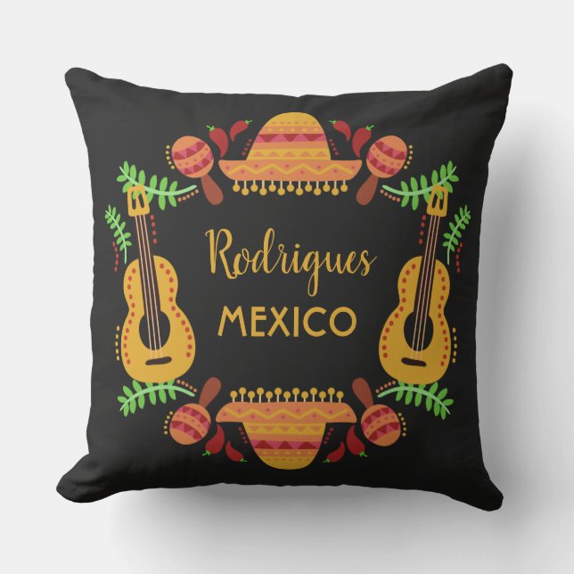 De naam van de douane MEXICO Illustratie werpt kus Buitenkussen (Voorkant)