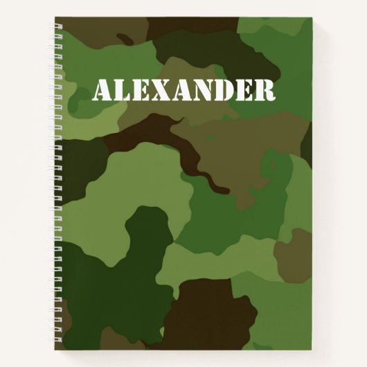 De Naam van de douane op achtergrond Camouflage Notitieboek (Voorkant)