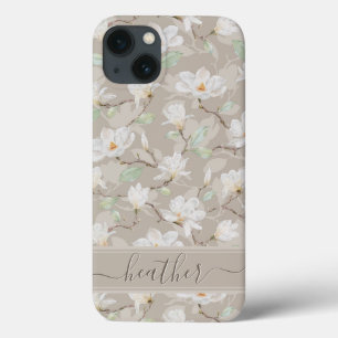 De Naam van de douane trekt Witte Magnolia op Blus Case-Mate iPhone Case