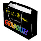 De Naam van de douane + "u bent nu een AFSTUDEREN! Groot Cadeauzakje (Achterkant Gekanteld)