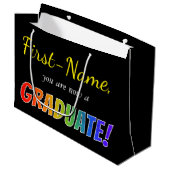 De Naam van de douane + "u bent nu een AFSTUDEREN! Groot Cadeauzakje (Voorkant Gekanteld)
