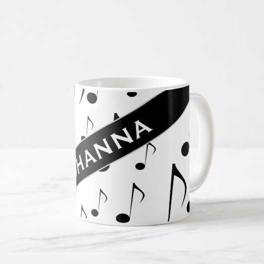 De naam van de douane + Vele Musical Notes Pattern Koffiemok (Voorkant rechts)